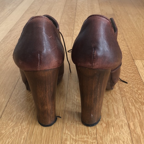 Joie vintage style platform brown leather lace up heels size 38 - Picture 9 of 12
